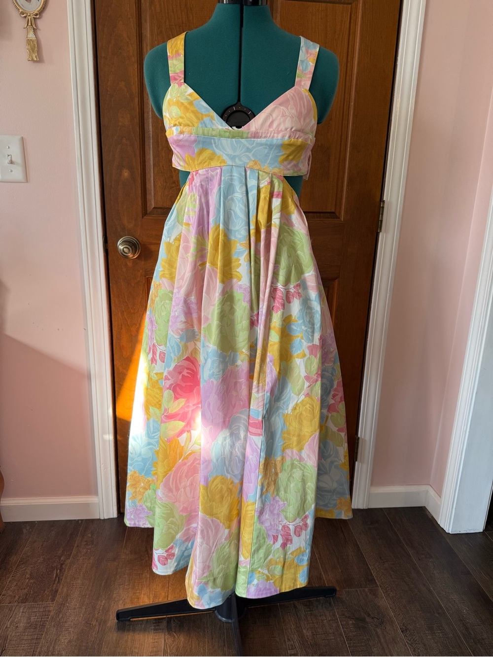 Mestiza New York Watercolor Peony Giselle midi dress 2 - Picture 4 of 12